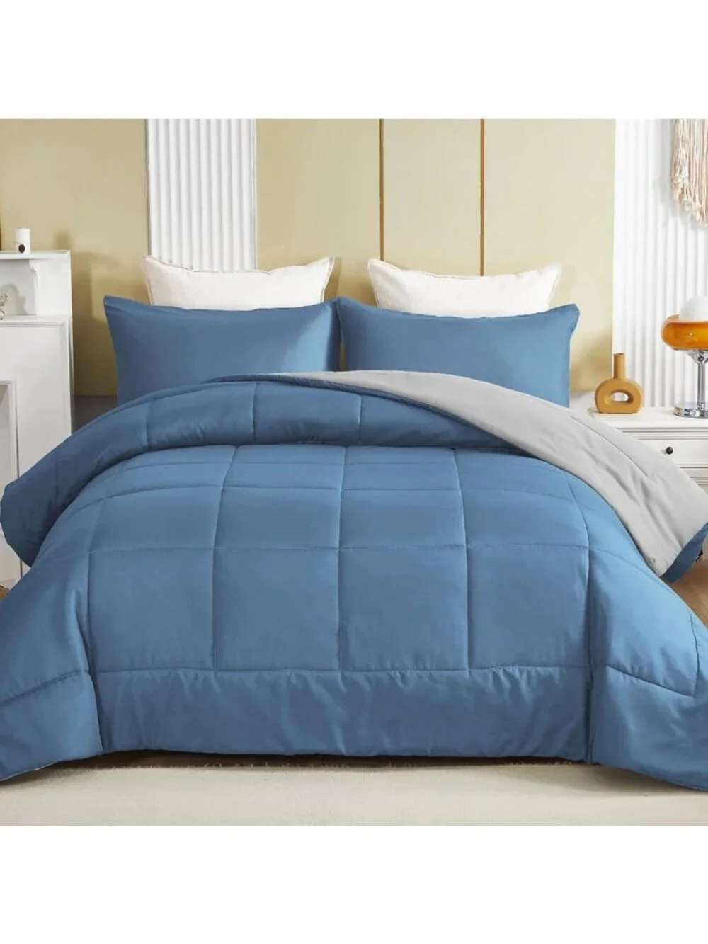 Lightweight Reversible California King Comforter Set, Down Alternative, 2 Pillow